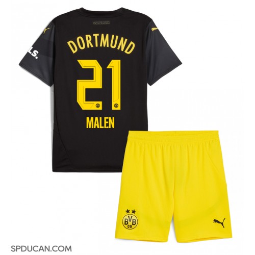 Dječji Nogometni Dres Borussia Dortmund Donyell Malen #21 Gostujuci 2024-25 Kratak Rukav (+ Kratke hlače)